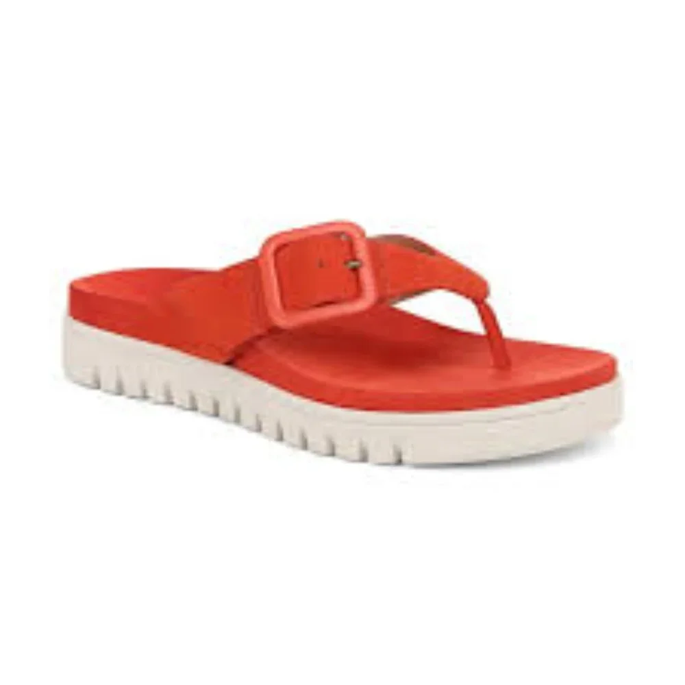 Vionic Uptown Marin Toe Post Sandal Cherry Tomato Nubuck Size 12W